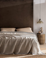 Bresdon Double 100% Cotton Bedspread - Soft Beige & Blue Cover - TryAladdin