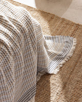Bresdon Double 100% Cotton Bedspread - Soft Beige & Blue Cover - TryAladdin