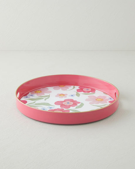 Professional-Quality-33cm-Round-Decorative-Serving-Tray-Bright-Bloom-Colorful