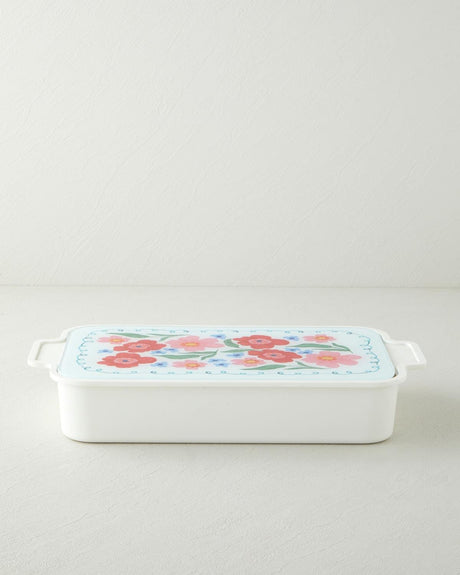 Premium Floral Melamine Glass Lidded Breakfast Serving Set   6 Piece Collection