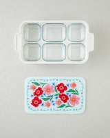 Premium Floral Melamine Glass Lidded Breakfast Serving Set   6 Piece Collection