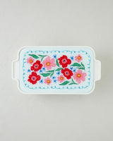 Premium Floral Melamine Glass Lidded Breakfast Serving Set   6 Piece Collection
