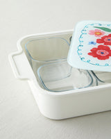 Premium Floral Melamine Glass Lidded Breakfast Serving Set   6 Piece Collection