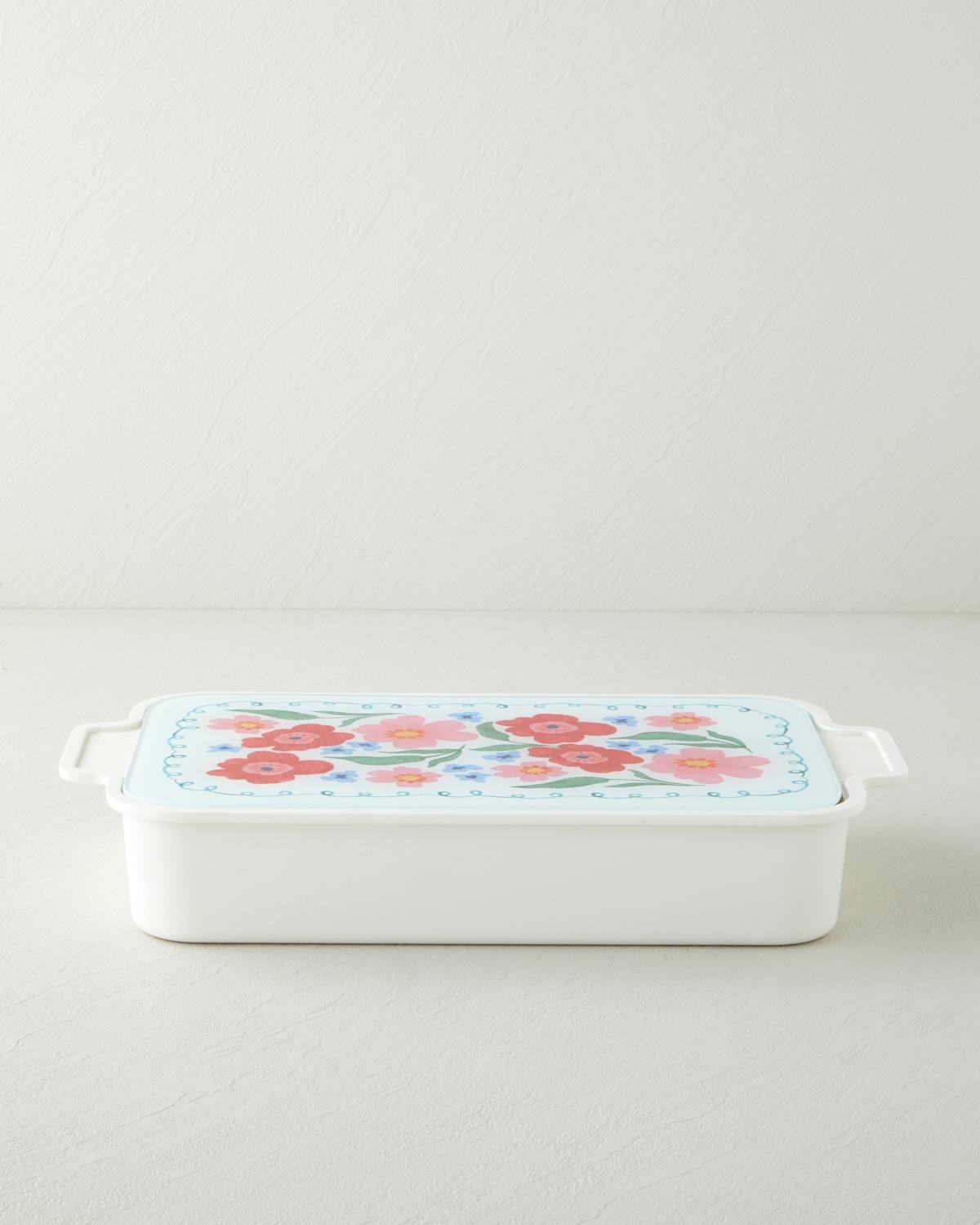 Premium Floral Melamine Glass Lidded Breakfast Serving Set   6 Piece Collection