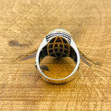 Brown Agate Silver Ring for Men