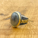 Brown Agate Silver Ring for Men