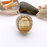 Brown Oval Agate Stone Men's Ring