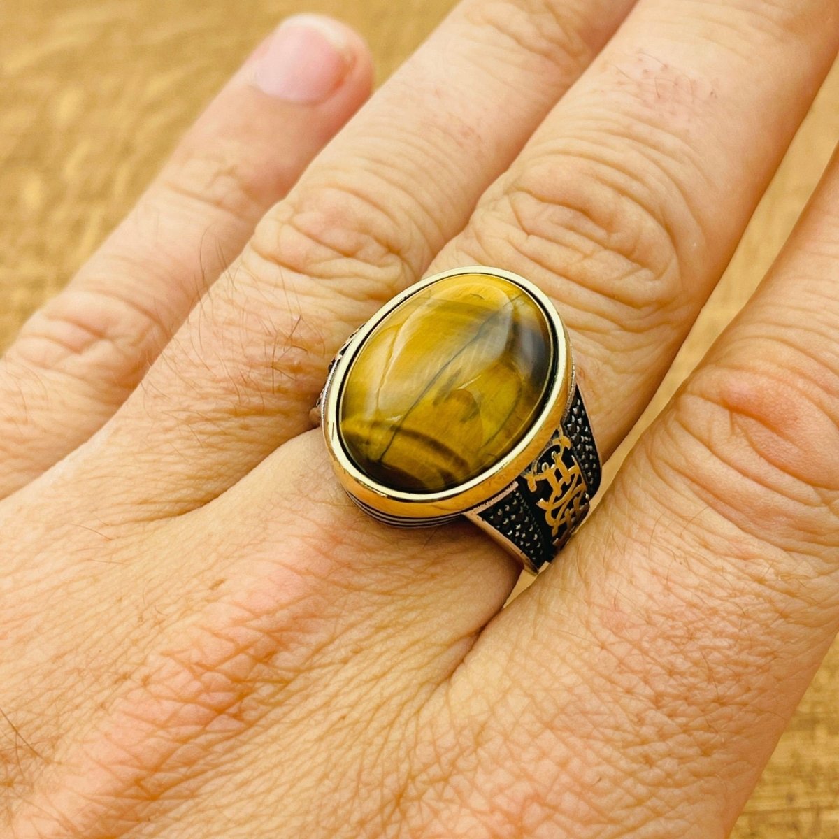 Brown Tiger's Eye Silver Ring - TryAladdin