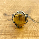 Brown Tiger's Eye Silver Ring - TryAladdin