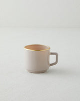 Elegant Four Piece Glass Mug Set   Brown Gold Finish with Stand