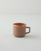 Elegant Four Piece Glass Mug Set   Brown Gold Finish with Stand