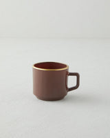 Elegant Four Piece Glass Mug Set   Brown Gold Finish with Stand