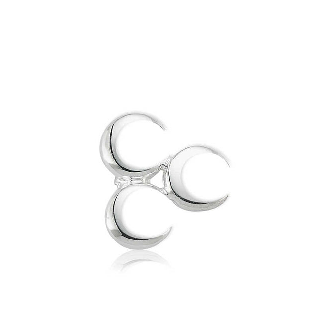 Sterling Silver Triple Moon Brooch - Elegant Crescent Symbol Pin