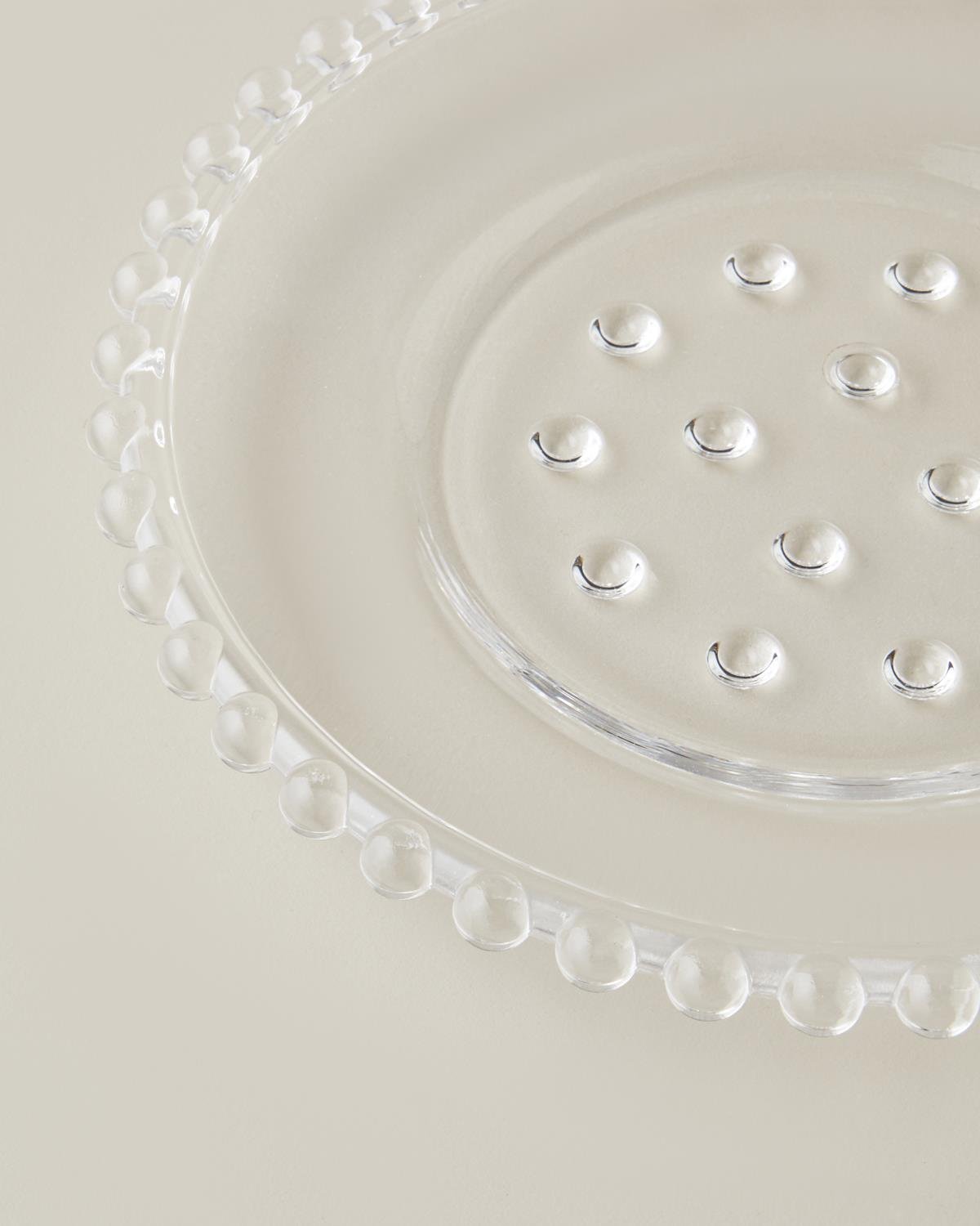 Professional Clear Glass Pasta Plate Bubbles Design