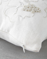 Premium Embroidered Floral Decorative Pillow Ecru 33x50cm
