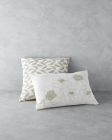 Premium Embroidered Floral Decorative Pillow Ecru 33x50cm