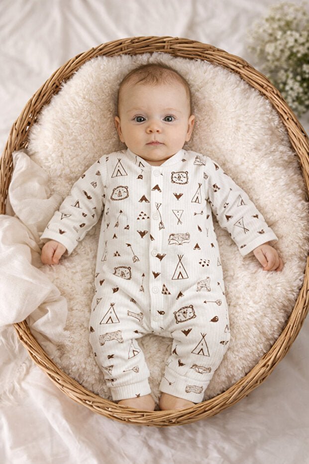 Bulk Pack Newborn 100% Cotton Patterned Jumpsuit & Hospital Set - 3 - 9 Months - TryAladdin