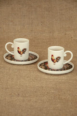 Bursa Porselen Decor Professional Black Rooster Turkish Coffee Cup Set - 2 - Piece - TryAladdin