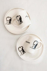 Bursa Porselen Dekor Premium Turkish Coffee Cup Set - Ataturk Motif for Two - TryAladdin