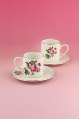 Bursa Porselen Dekor Professional Pink Rose Gold Turkish Coffee Cup Set - 2 Piece - TryAladdin