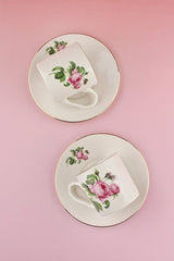 Bursa Porselen Dekor Professional Pink Rose Gold Turkish Coffee Cup Set - 2 Piece - TryAladdin