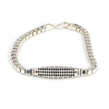 925 Sterling Silver Onyx Cube Chain Bracelet - Bold & Modern