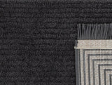 Durable Polyester Fringed Area Rug - Modern Anthracite Design