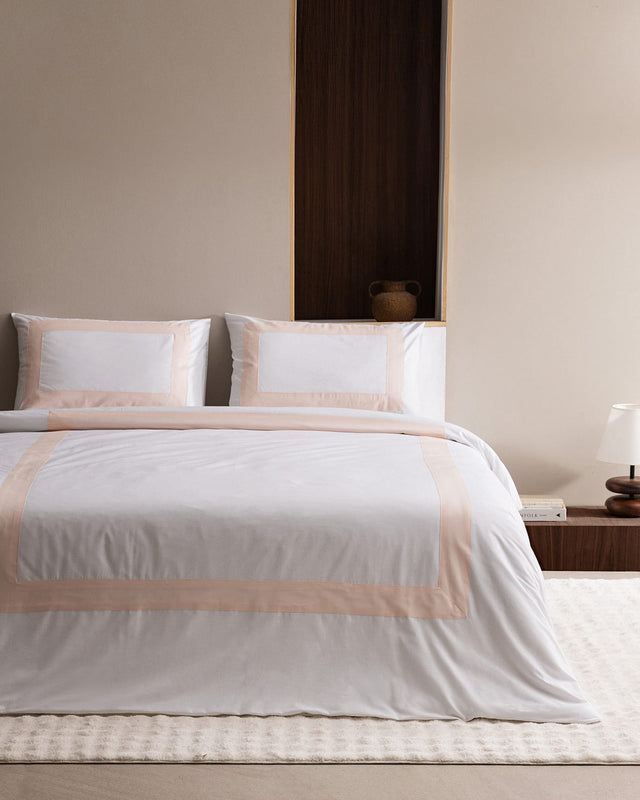100% Cotton King Size Duvet Cover Set - Soft Two-Tone Comfort