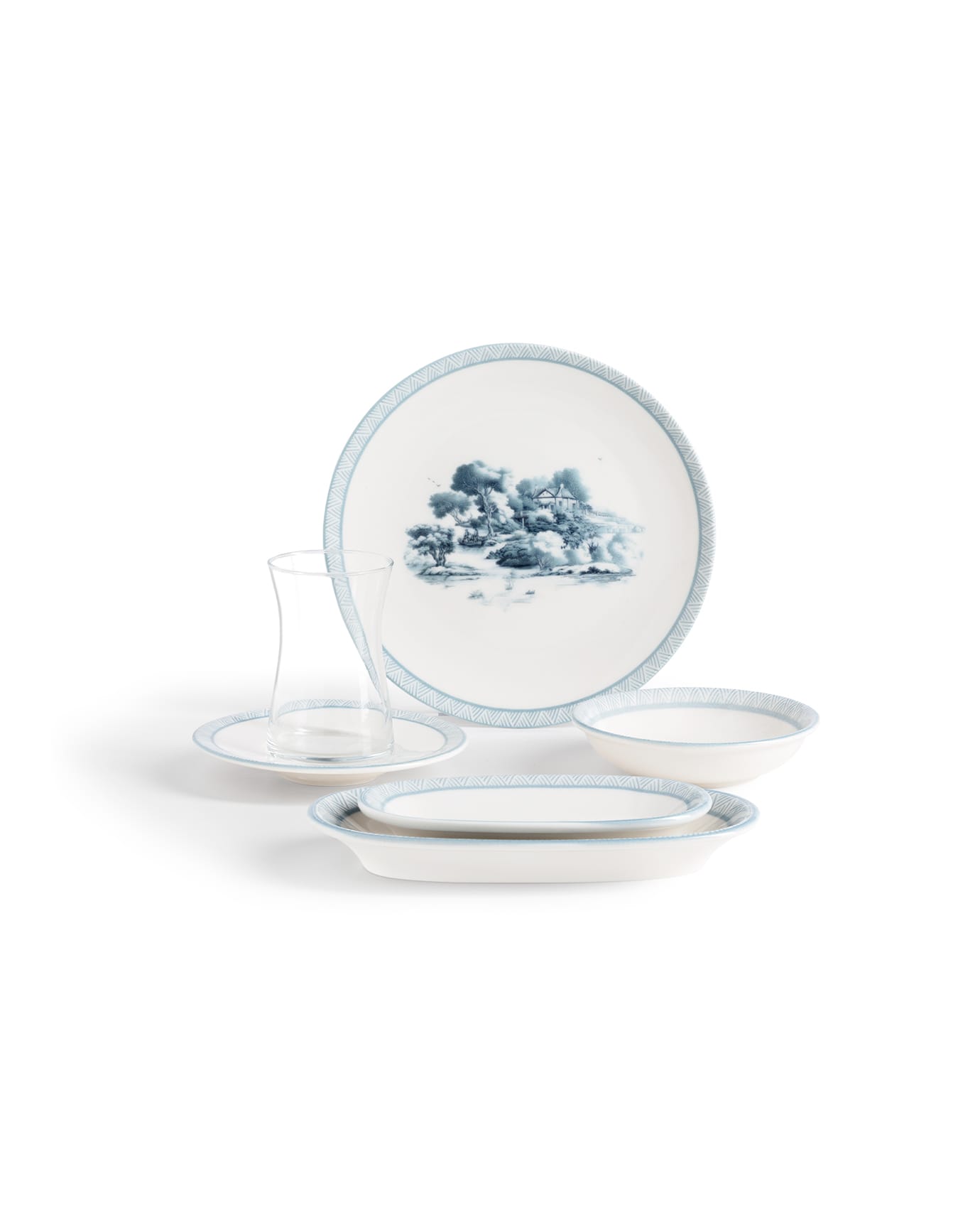 New Bone China Breakfast Set - Elegant Two-Tone Style