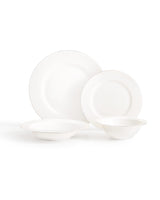 New Bone Porcelain 6-Person Dinner Set - Elegant White & Silver