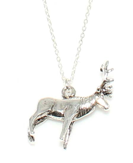 925 Sterling Silver Deer Pendant Necklace - Graceful Animal Design