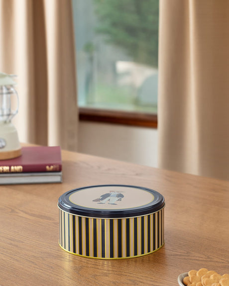 Medium Round Metal Food Storage Container - Kitchen Organization Box