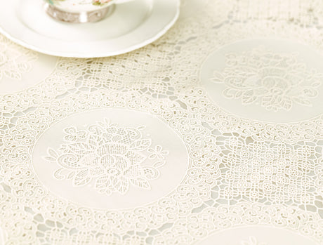 Ecru PVC Tablecloth - Waterproof, Spill-Proof & Easy Clean