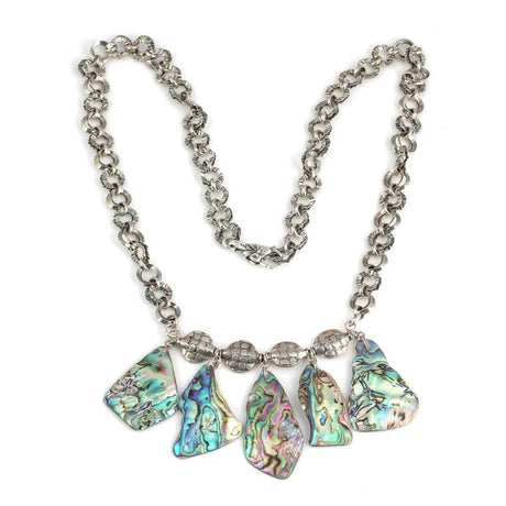 925 Sterling Silver Opal Necklace - Dark-Toned Statement Design