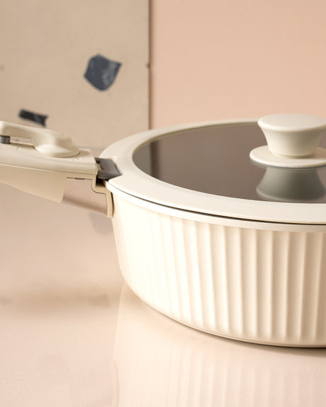 9 Piece Cookware Set - Soft Ecru Kitchen Pots & Pans