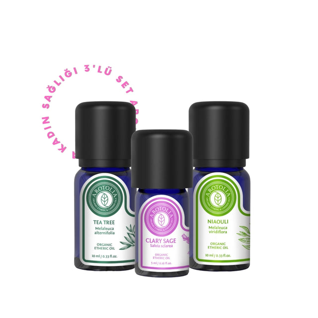 Niaouli, Tea Tree, Clary Sage Essential Oil Set - 3-Pack for Women's Wellness