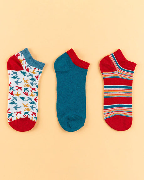 Women's Floral Ankle Socks - 3 Pair No-Show Set