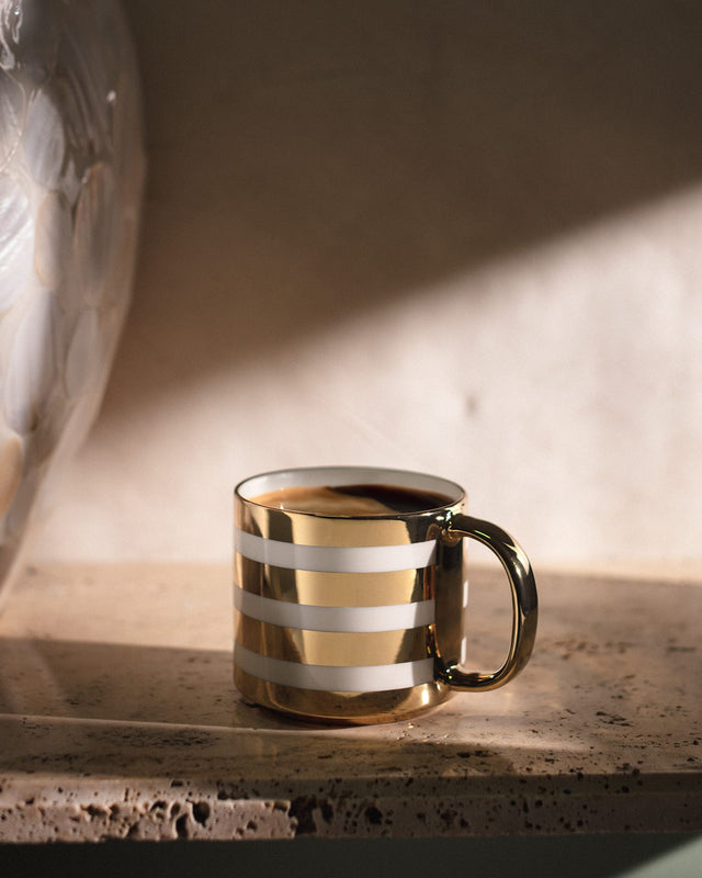New Bone China Mug - Contemporary Gold Finish for Everyday Elegance