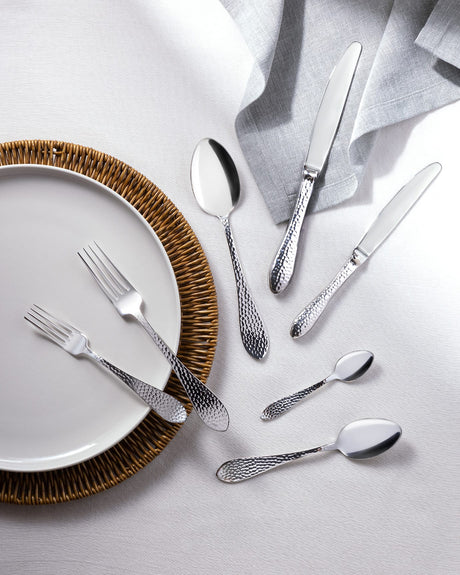 Stainless Steel 84-Piece Flatware Set - La Rose Silver Design