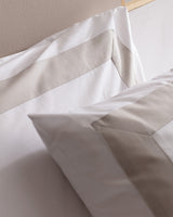 100% Cotton Queen Size Duvet Cover Set - Soft White & Stone Bedding
