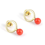 925 Sterling Silver Coral Gemstone Hoop Earrings - Everyday Elegance