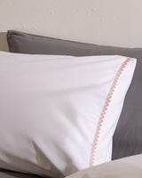 Isabelle 100% Cotton Pillowcase Set - White & Blush Pink, 2-Pack