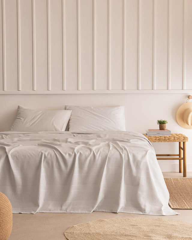 Pure Cotton Pique Bedspread - Soft & Breathable Texture