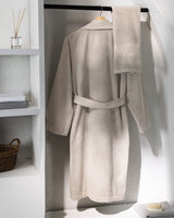 Luxury 100% Cotton Bathrobe Set - Beige - S/M Size