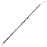 Sterling Silver Oval Synthetic Amethyst Tennis Bracelet