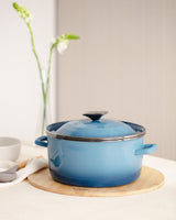 24 cm Blue Deep Cooking Pot with Lid - Versatile Nonstick Casserole