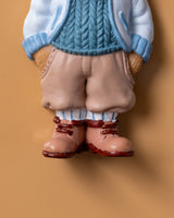 Resin Bear Magnet - Charming Beige & Blue Decor