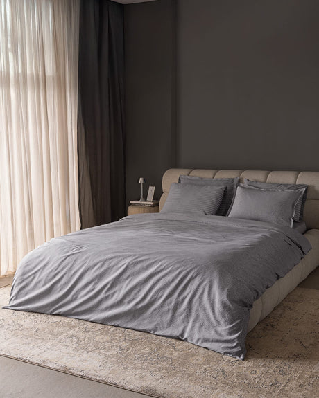 Cotton Blend Double Duvet Set - Soft Jacquard Sateen