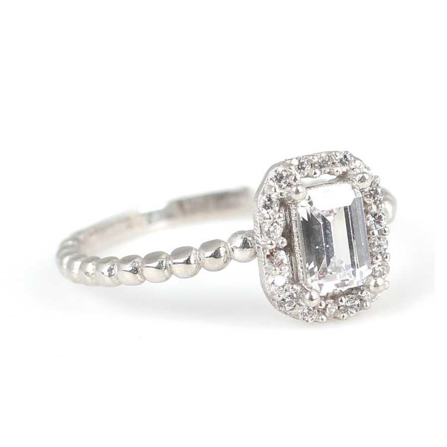 Bague baguette en argent sterling de qualité supérieure