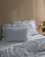 100% Cotton King Size Duvet Cover Set - Ruffled Plain Washed Design